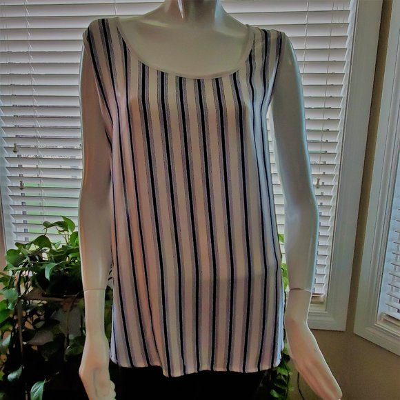DEX Sleeveless Blue / White Tunic Top - Picture 1 of 6